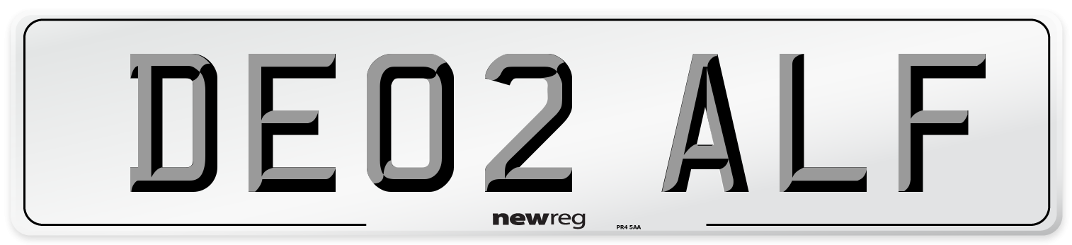 DE02 ALF Number Plate from New Reg